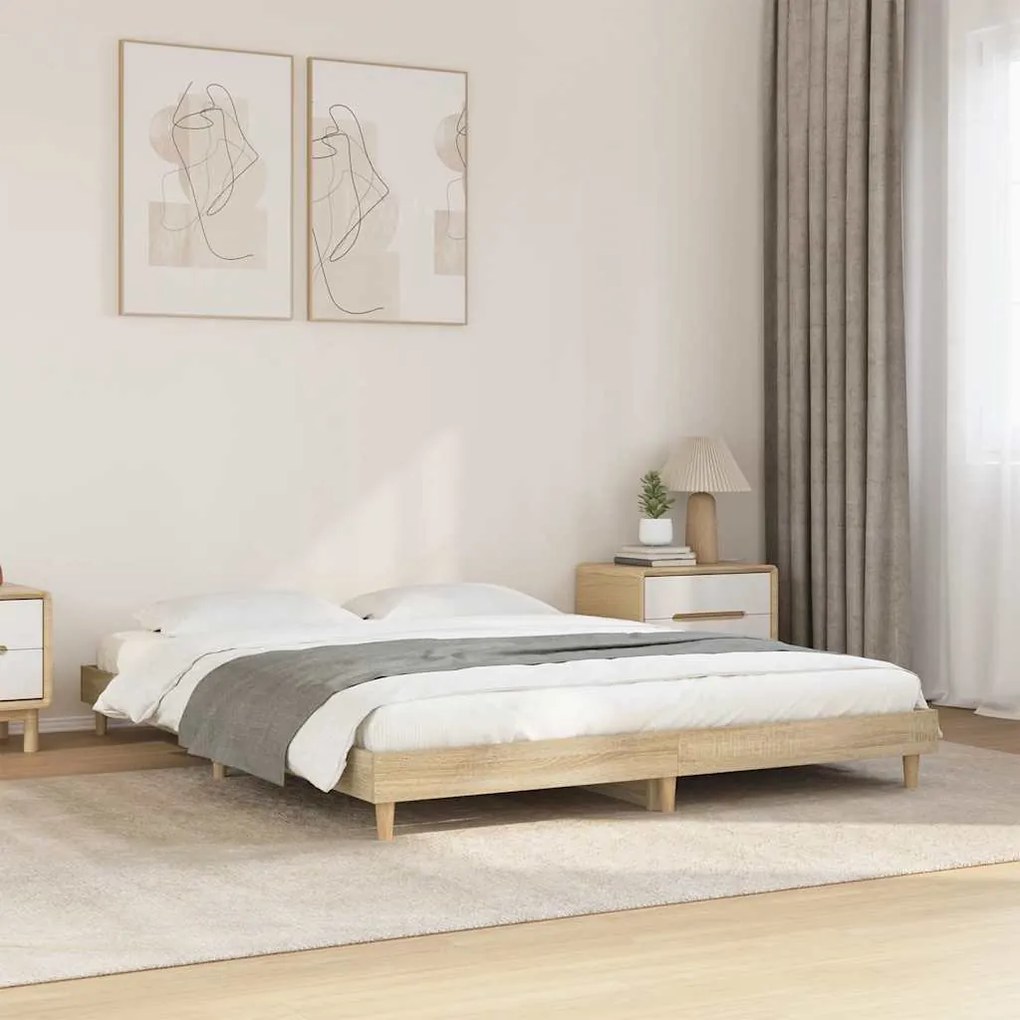 Estrutura de cama 135x190 cm derivados madeira carvalho sonoma