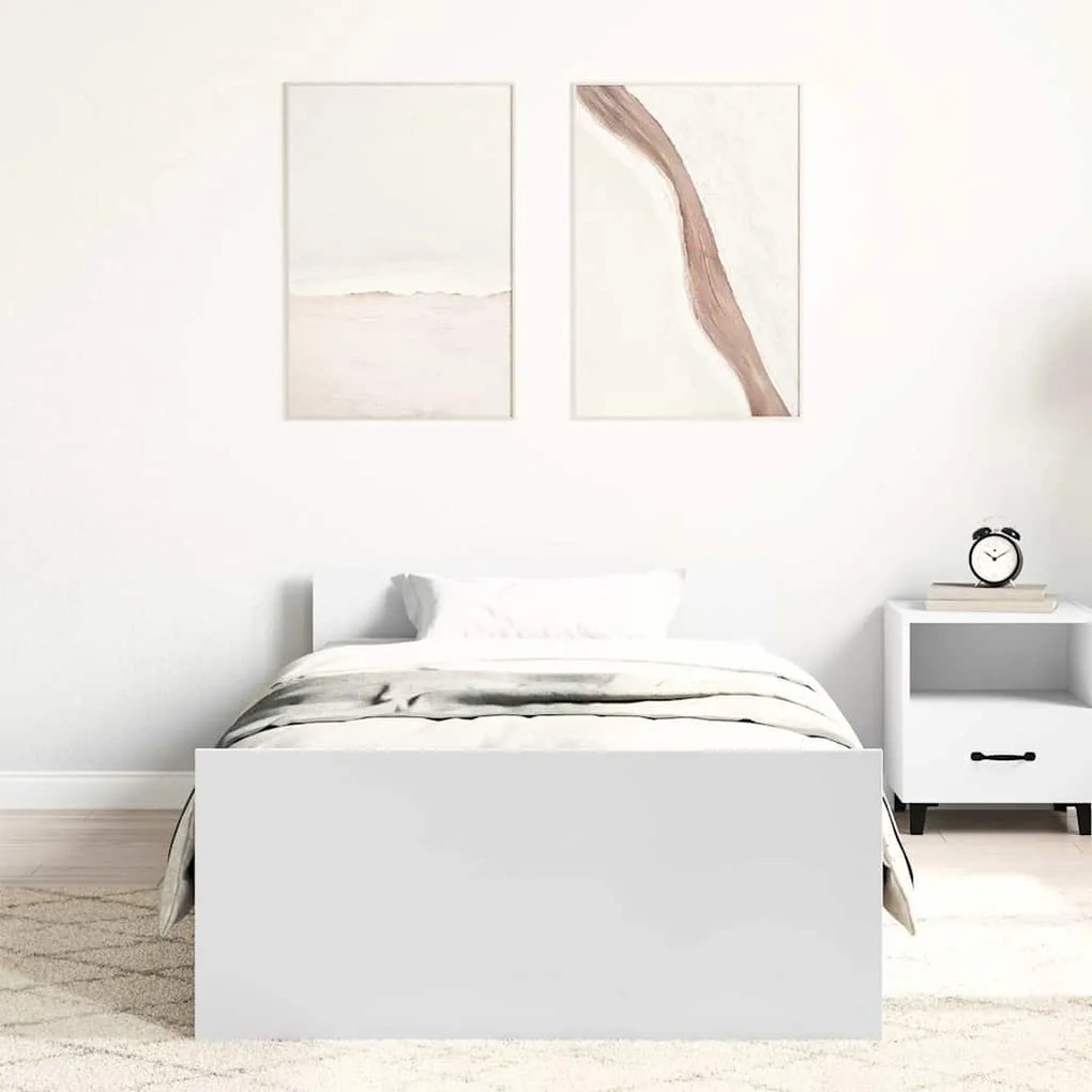 Estrutura de cama 100x200 cm derivados de madeira branco