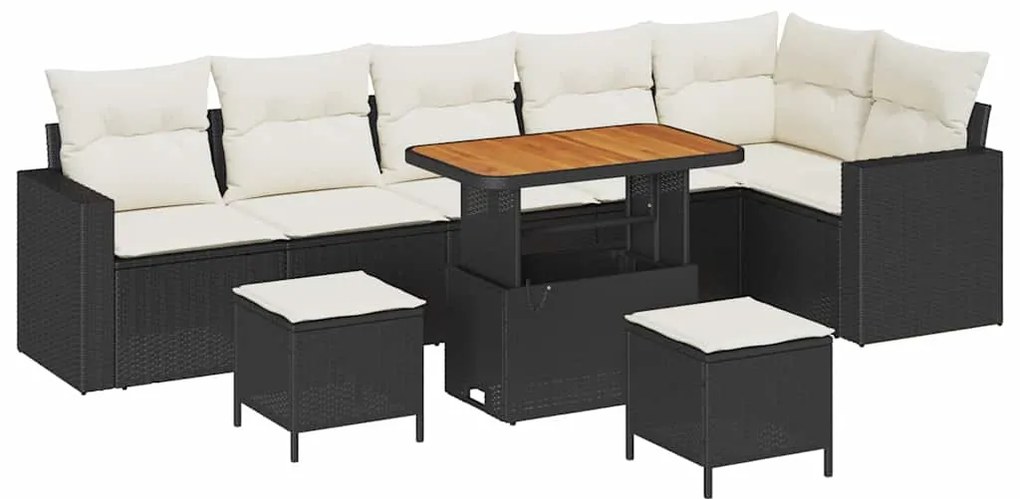 Conjunto de Sofá de Jardim de 9 peças com Almofadas em Rattan Poliéste