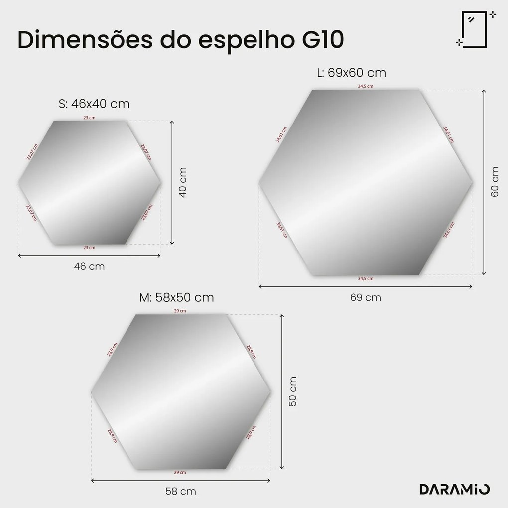 Espelho hexagonal com luz G10