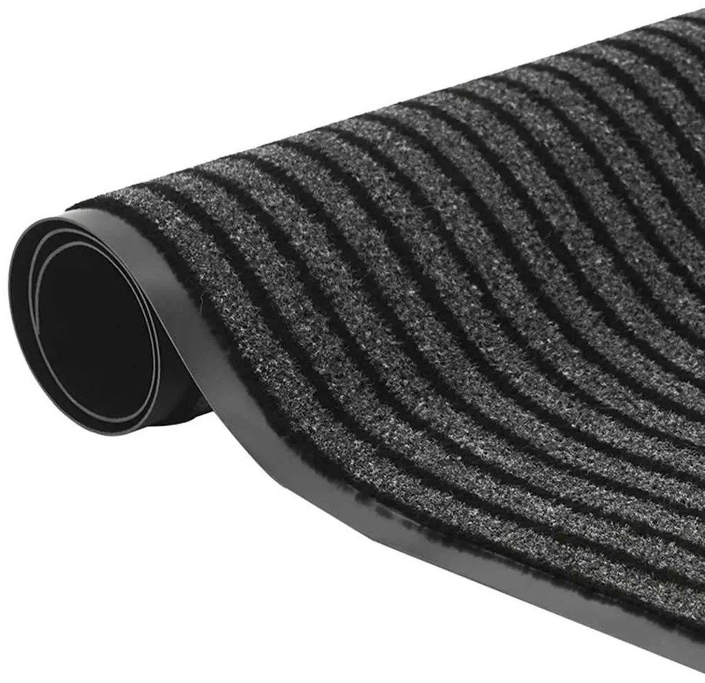 Capacho às riscas preto e cinzento 115x500 cm
