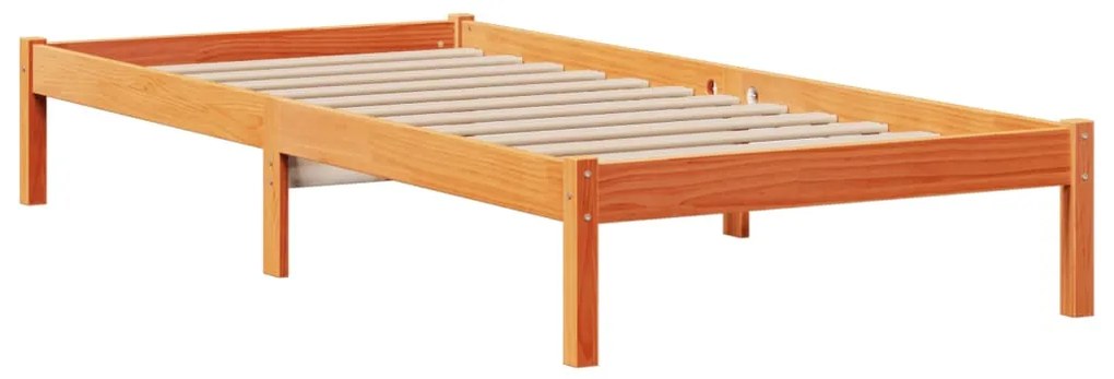 Cama c/ estante sem colchão 100x200cm pinho maciço castanho-mel