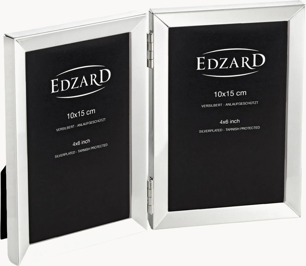 Moldura dupla para fotos banhada a prata Livorno