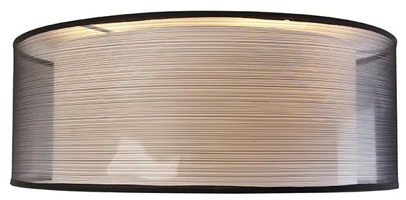 Candeeiro de teto moderno preto com branco 50 cm 3 luzes - Drum Duo