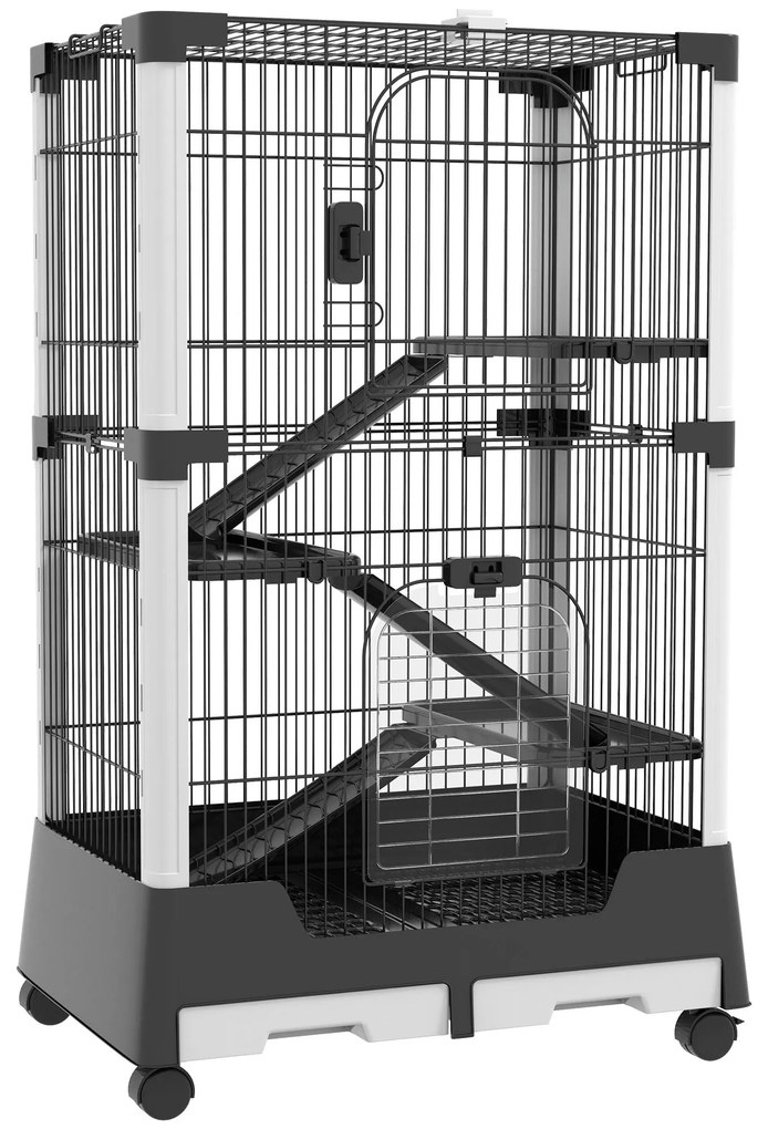 PawHut Gaiola para Animais Pequenos com Rodas 114x75x50 cm Gaiola para