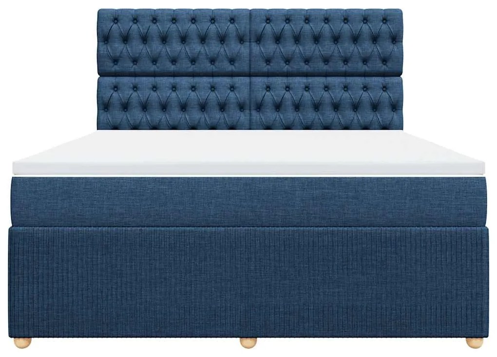 Cama com molas/colchão 180x200 cm tecido azul