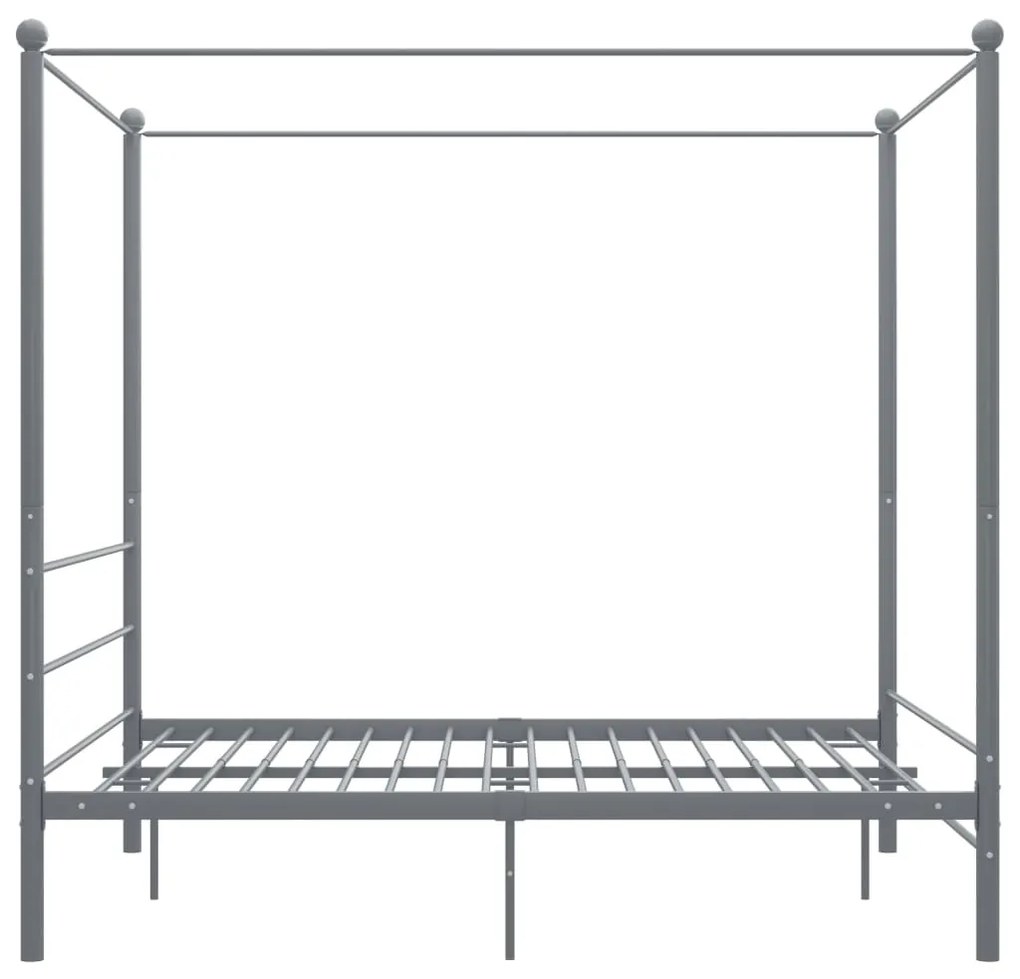 Estrutura de cama com dossel 160x200 cm metal cinzento