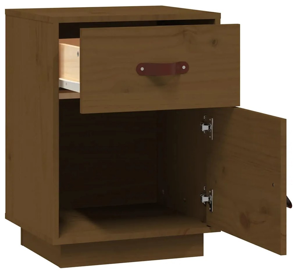 Mesa de cabeceira 40x34x55 cm pinho maciço castanho mel