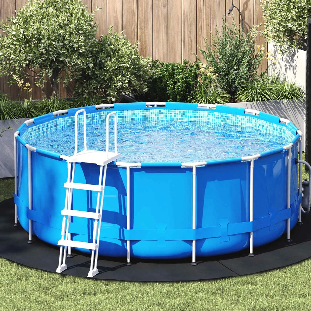 vidaXL Lona para Fundo de Piscina Preto Ø 244 cm Tecido Não Tecido