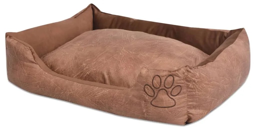 Cama para cães com almofada couro artificial PU tamanho S bege