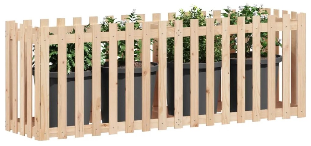Canteiro elevado c/ design de cerca 200x50x70 cm pinho maciço