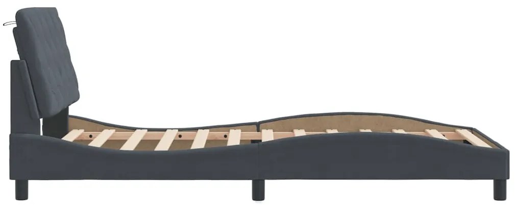 Estrutura de cama c/ cabeceira 100x200cm veludo cinzento-escuro