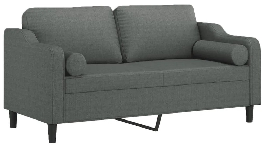 Sofá 2 lugares +almofadas decorativas 140cm tecido cinza-escuro