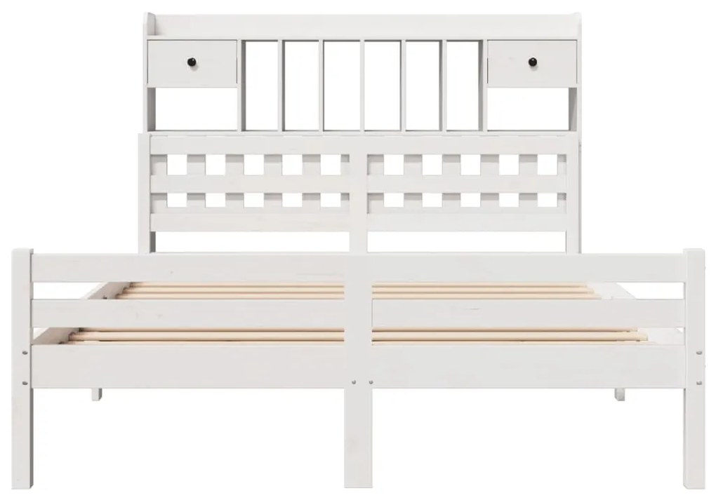 Cama com estante sem colchão 160x200 cm pinho maciço branco