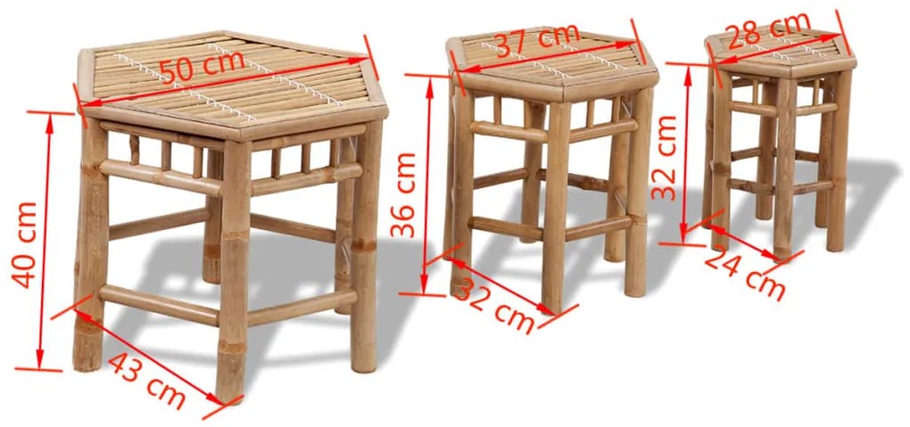 Bancos de jardim 3 pcs bambu
