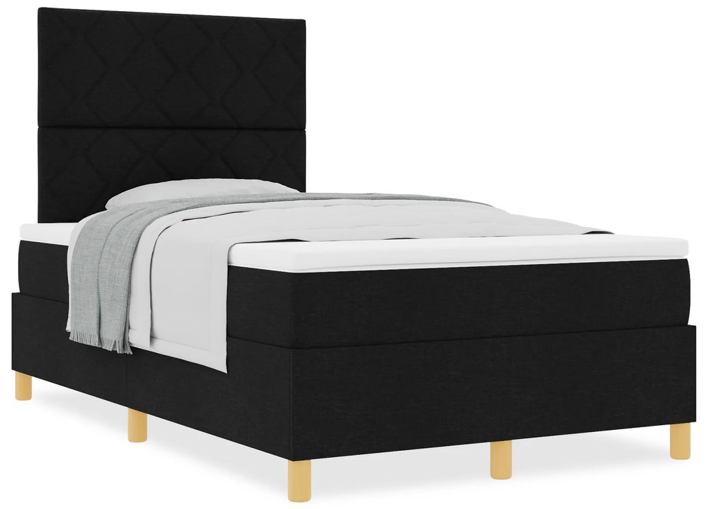 Cama Box com Colchão Preto 120x200 cm Tecido