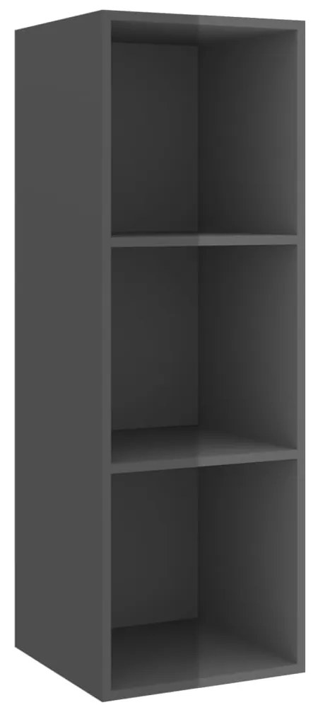 3 pcs conjunto móveis de TV derivados madeira cinza brilhante
