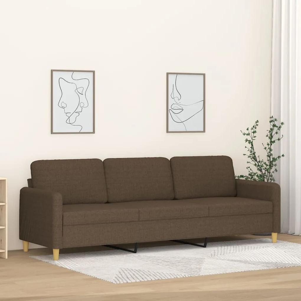 Sofá de 3 lugares tecido 210 cm castanho