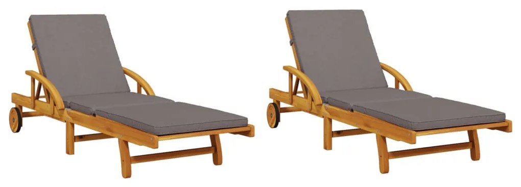 Espreguiçadeiras 2 pcs com mesa madeira de acácia maciça