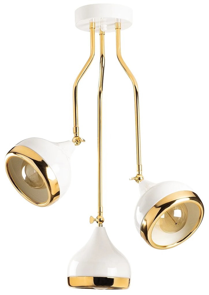 Candeeiro de Teto Yildo – Branco e Dourado – 50 x 50 cm
