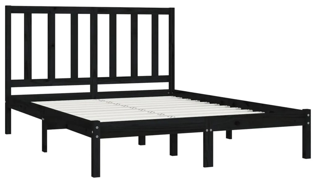 Estrutura de cama dupla 4FT6 135x190 cm pinho maciço preto