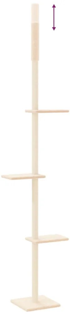 Árvore p/ gatos altura ajustável chão-teto 267,5-297,5 cm creme