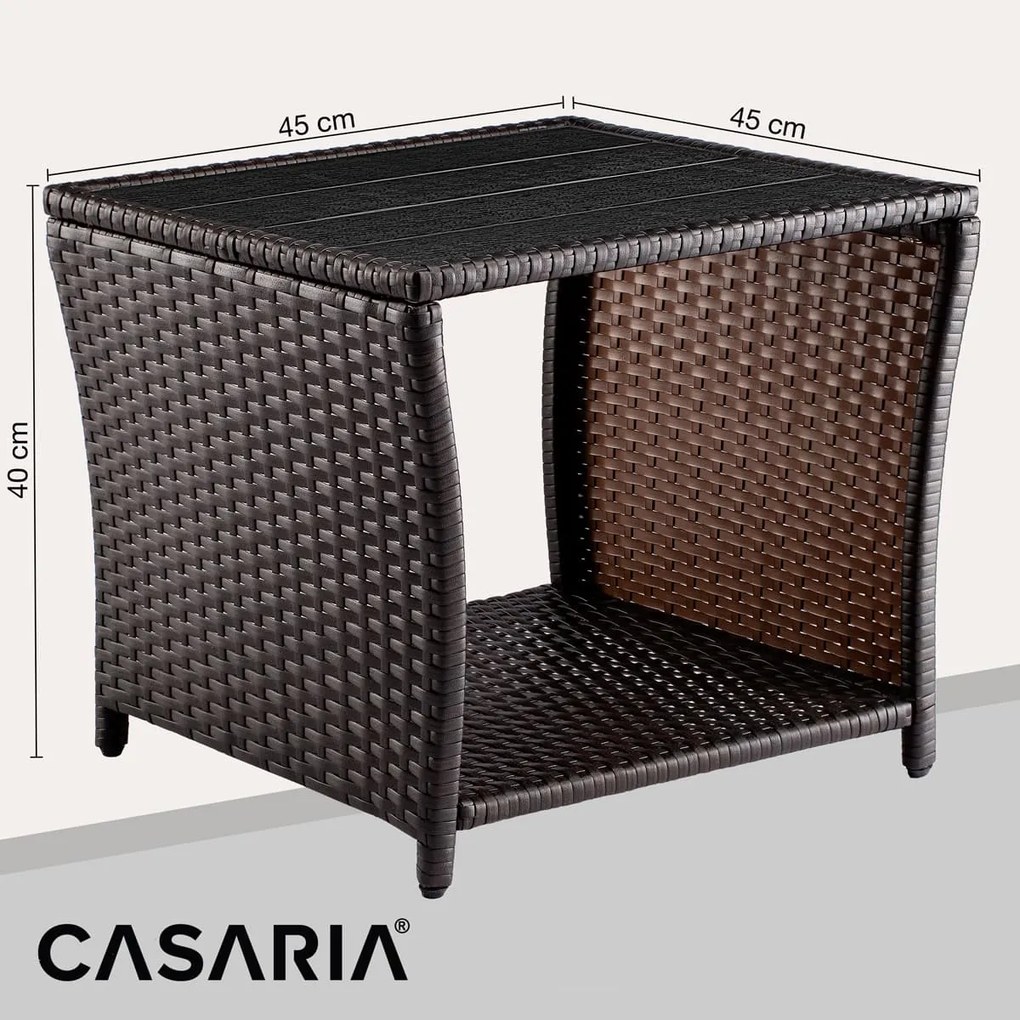 Mesa de apoio Jardim Polyrattan Vedis 45x45x40cm Castanho