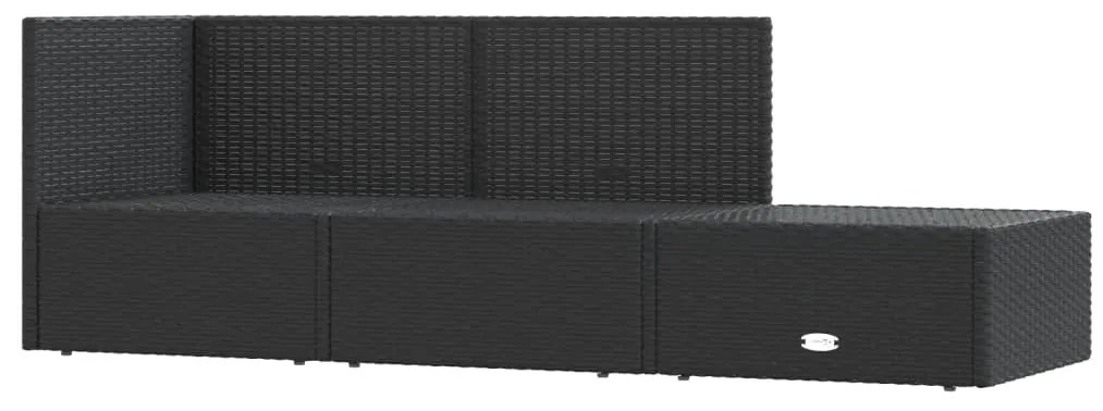 3 pcs conjunto lounge de jardim c/ almofadões vime PE preto