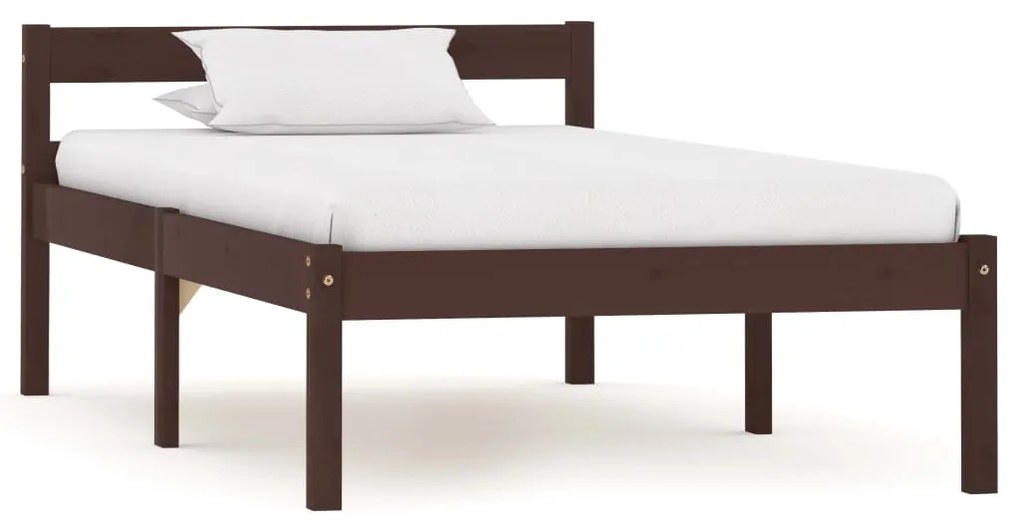 vidaXL Estrutura de cama 100x200 cm pinho maciço castanho-escuro