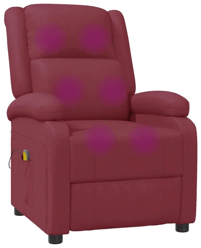 Cadeira de massagens couro artificial vermelho tinto