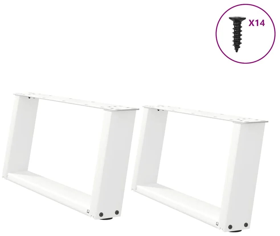 Pés para mesa de centro em formato de U, 2 peças, branco, 60x(30-31) c