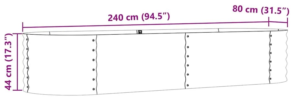 Canteiro Elevado para Jardim Castanho vidaXL 240x80x44 cm em Aço Galva
