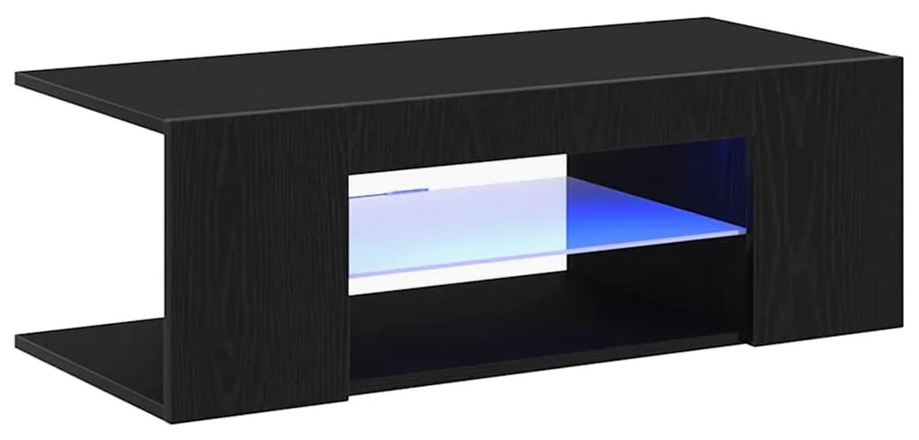 Armário de TV vidaXL com Luzes LED Carvalho Preto 90x39x30 cm Madeira
