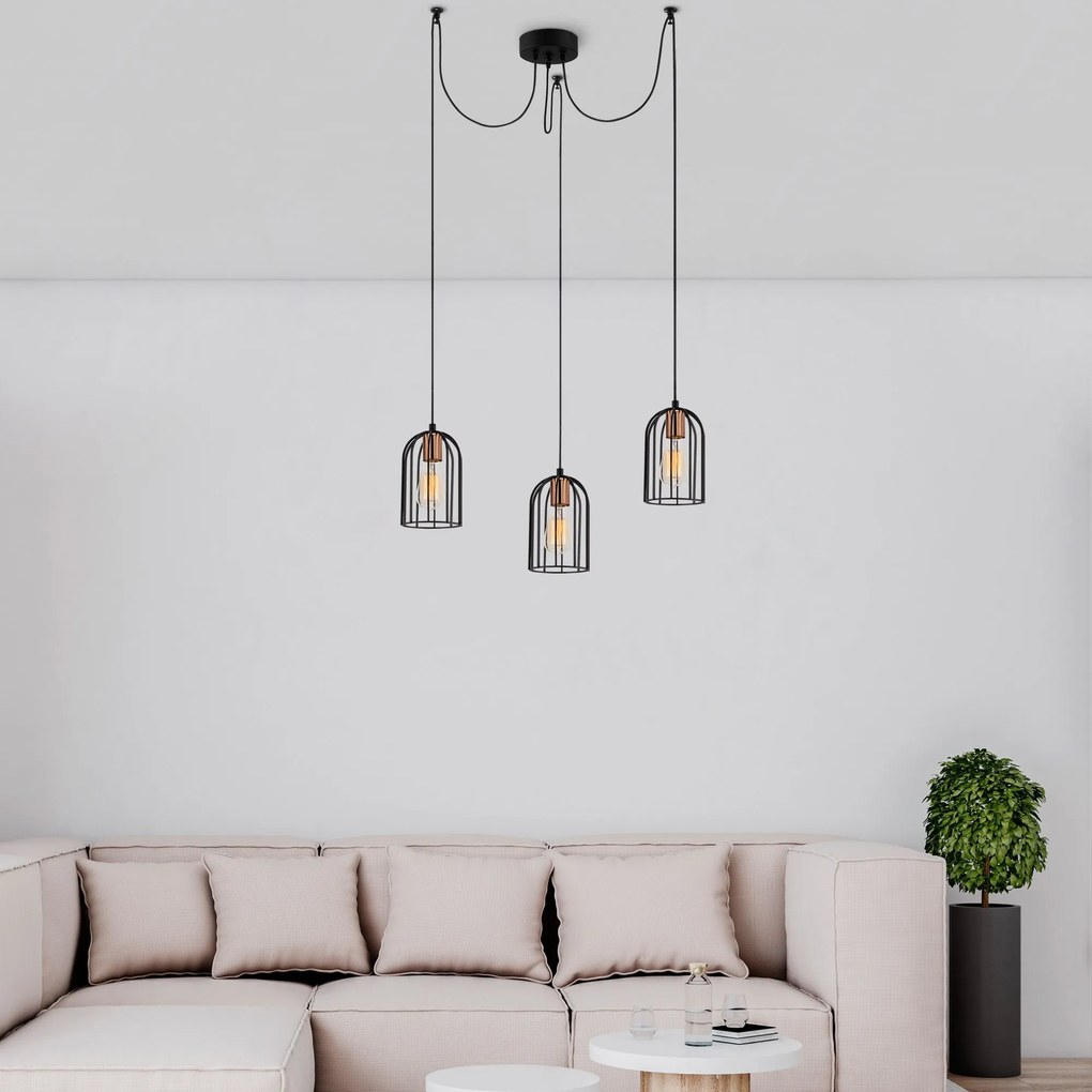 Candeeiro Chandelier Pamukkale – Preto e Bronze – 104 x 14 cm