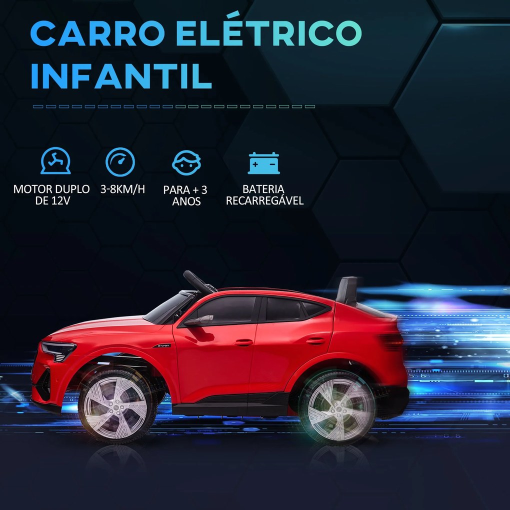 HOMCOM Carro Elétrico Audi E-Tron 12V para Crianças acima de 3 Anos co