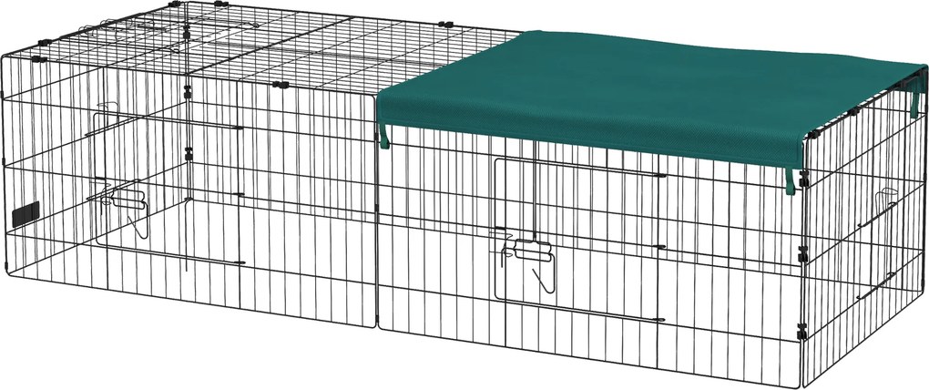 Recinto modular em aço com lona para coelhos, roedores e pequenos animais, para interior e exterior, 185 x 75 x 50 cm, verde