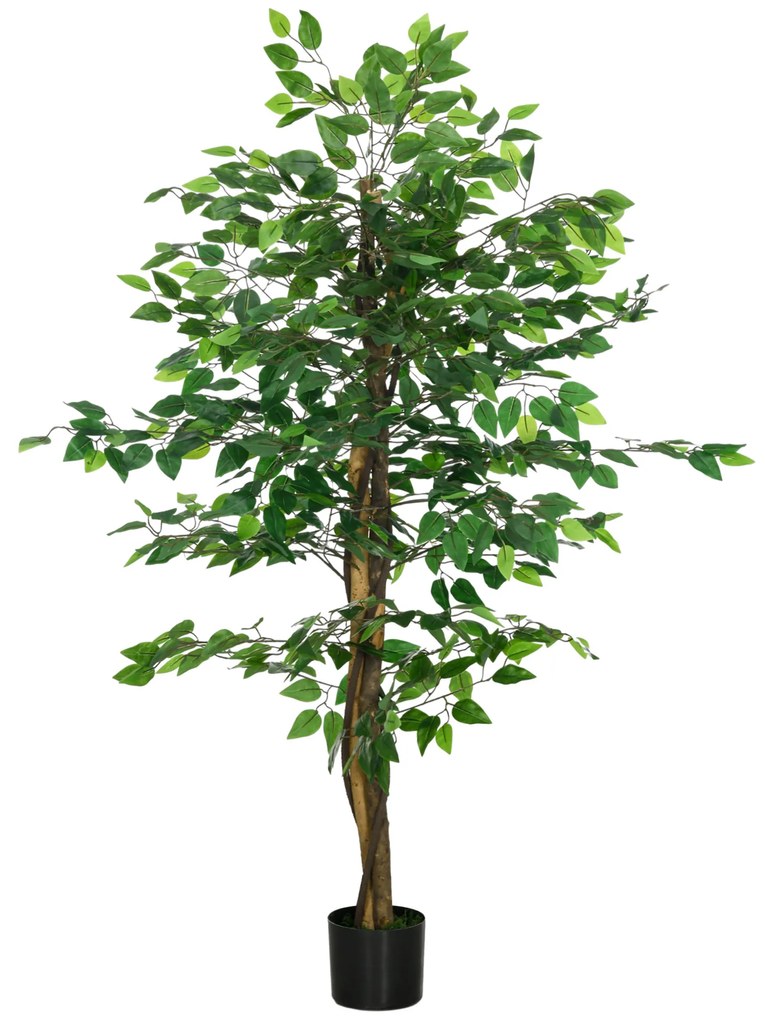 Planta Figueira Artificial com Tronco Realista 150 cm  Vaso e 882 Folhas Decoração para Casa Verde