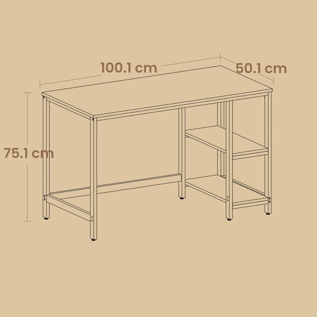 Secretaria para computador 50,1 x 100,1 x 76,1 cm preto