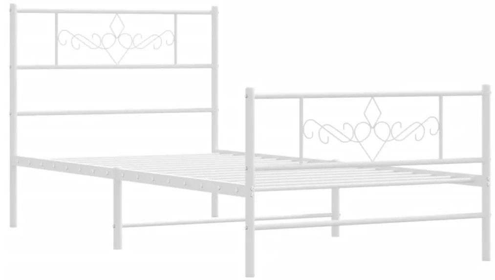 Estrutura de cama com cabeceira e pés 90x190 cm metal branco