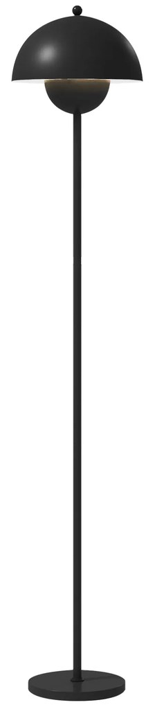 HOMCOM Candeeiro de Pé Moderno 155 cm Candeeiro de Pé para Sala com Ecrã em Forma de Taça Refletora de Luz Interruptor de Pé Suporte E27 sem Lâmpada para Quarto Escritório Sala de Estar Ø35x155 cm Preto