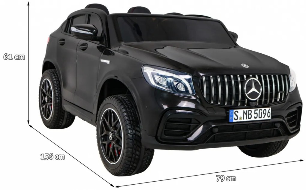 Carro elétrico para Crianças 24V 4x4 2 Lugares Mercedes GLC 63S Rodas de EVA, Assento de couro Preto