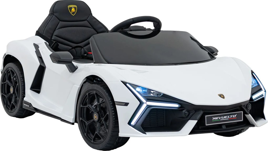 Carro elétrico para Crianças Lamborghini Revuelto 12V 4x4 Rodas Espuma EVA, Assento couro ecológico Branco