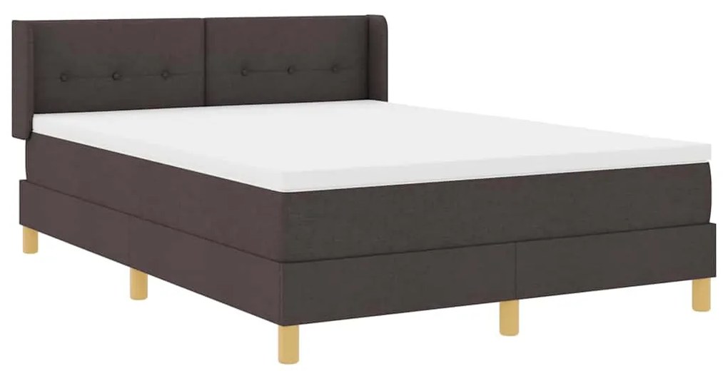 Cama Box com cabeceira Manual Castanho escuro 140 x 200 cm Estofado