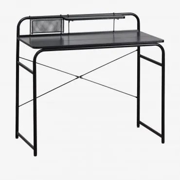 Escrivaninha 100x45 Cm Em Aço E Madeira Sibila Preto - Sklum