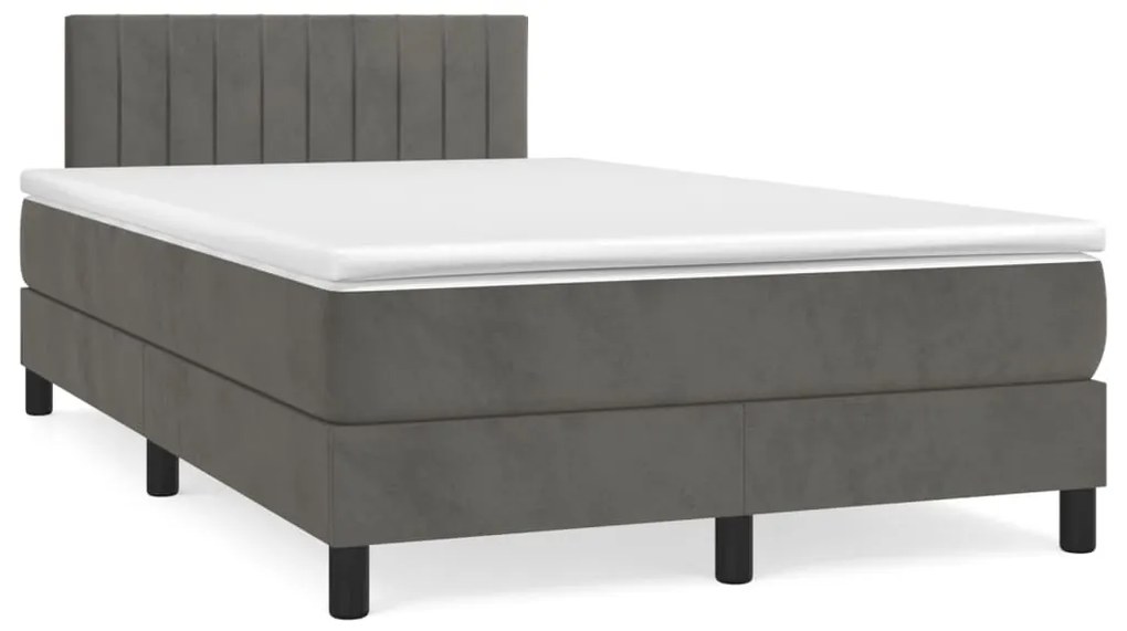 Cama boxspring com colchão 120x190 cm veludo cinzento-escuro