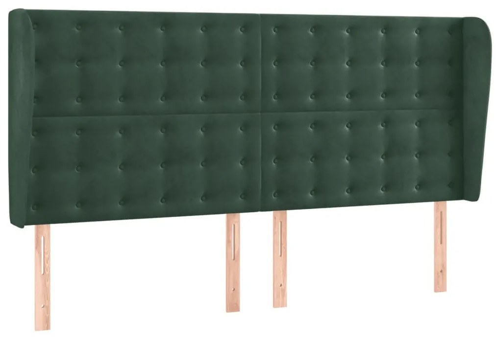 Cama box spring c/ colchão/LED 200x200 cm veludo verde-escuro