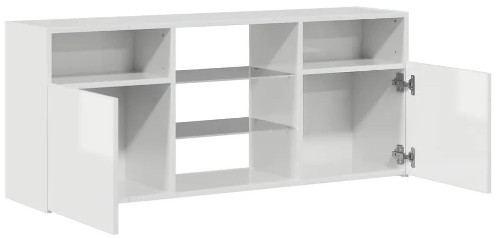 Móvel de TV com luzes LED 120x30x50 cm branco brilhante