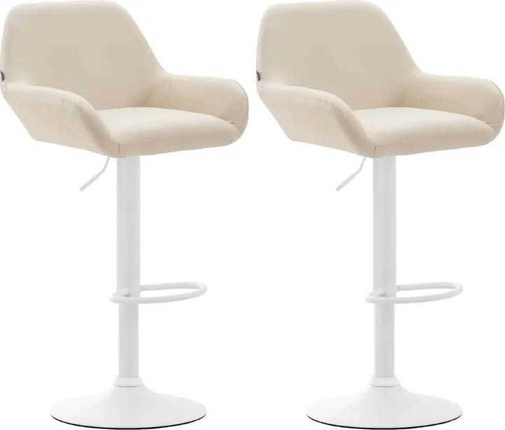 Conjunto de 2 bancos de bar Braga em couro sintético creme