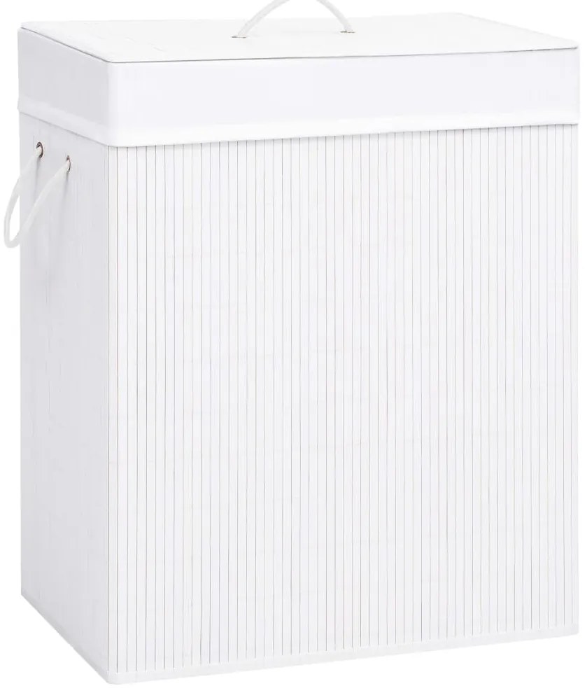 Cesto para roupa suja c/ 2 secções 100 L bambu branco
