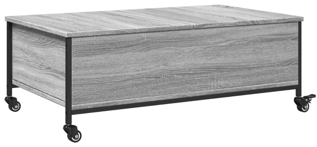 Mesa de centro com rodas derivados de madeira cinzento sonoma